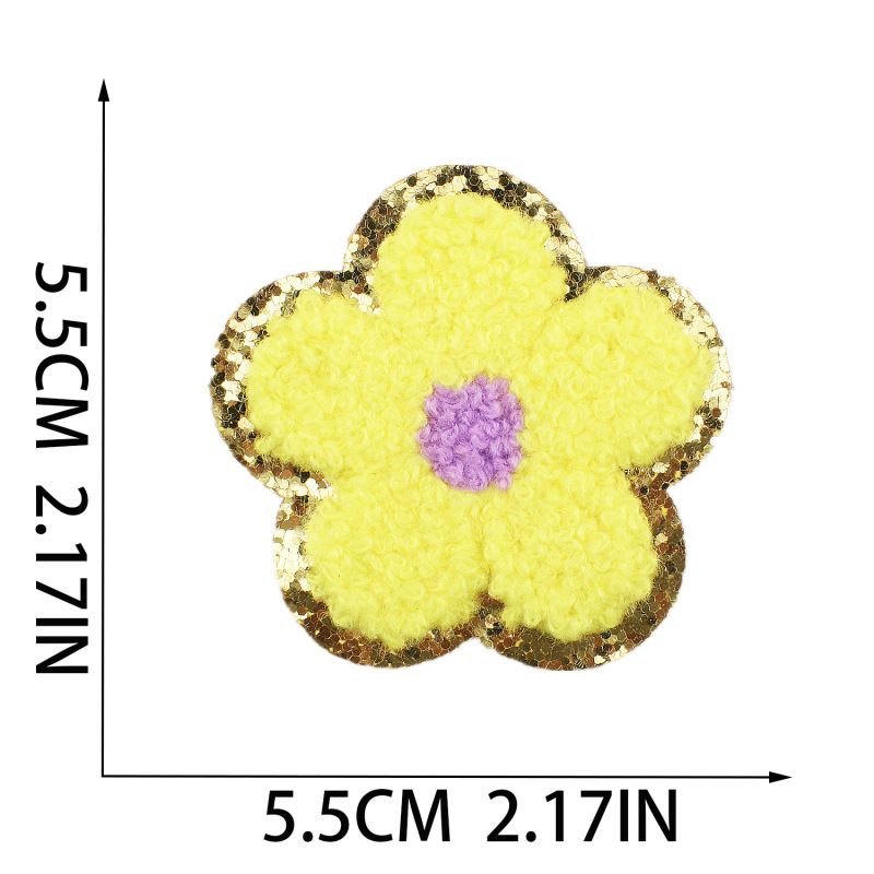 Fashion Colorful Flower Embroidered Cloth Sticker Hot-Melt Adhesive Chenille Patch