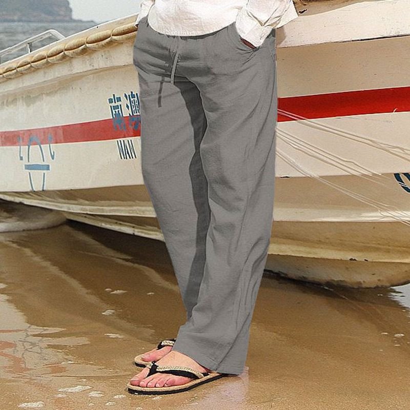 Men Fashion Casual Solid Color Plus Size Wide Leg Trousers