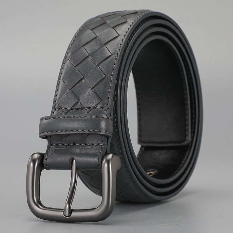 Men Simple Rhomboid Braided Leather Belt