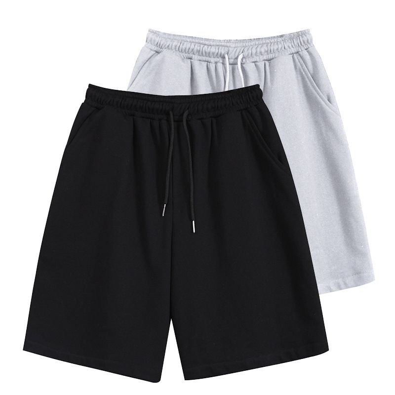 Men Casual Simple Solid Color Mid Waist Tie Loose Shorts