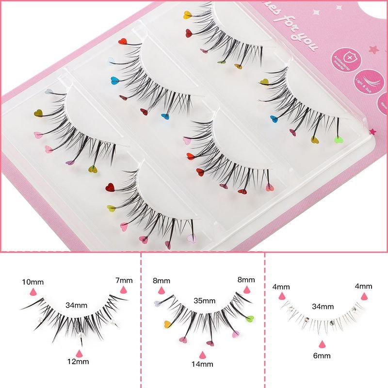 Love Heart Rhinestone Sequins False Eyelashes