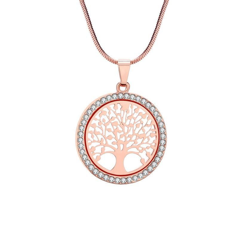 Women Fashion Personality Diamond Hollow Life Tree Pendant Necklace Earrings