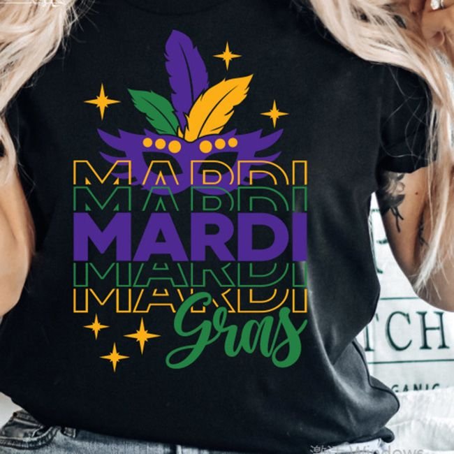 Mardi Gras Nightcap Alphabet Print T-Shirt