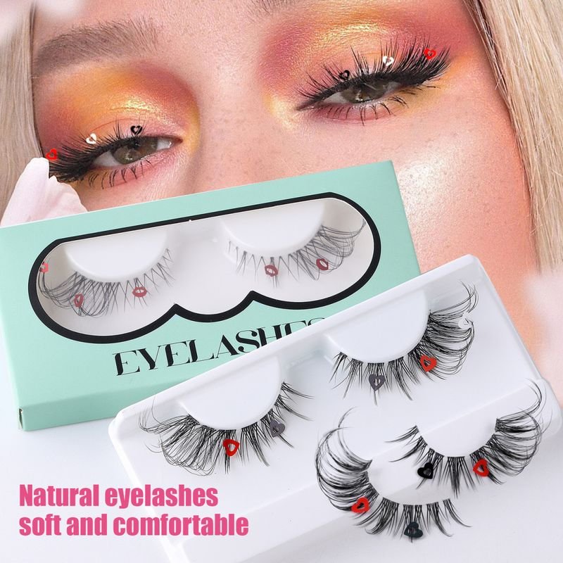 Women Natural Soft Transparent Pedicle Eye Tail Lined Multicolor Sequin False Eyelashes