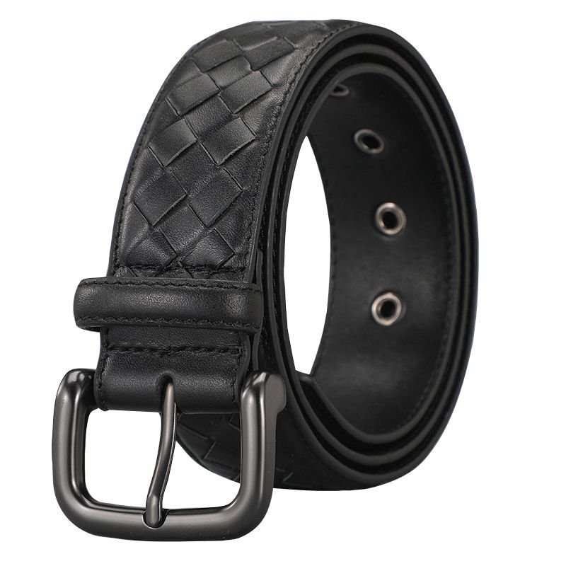 Men Simple Rhomboid Braided Leather Belt