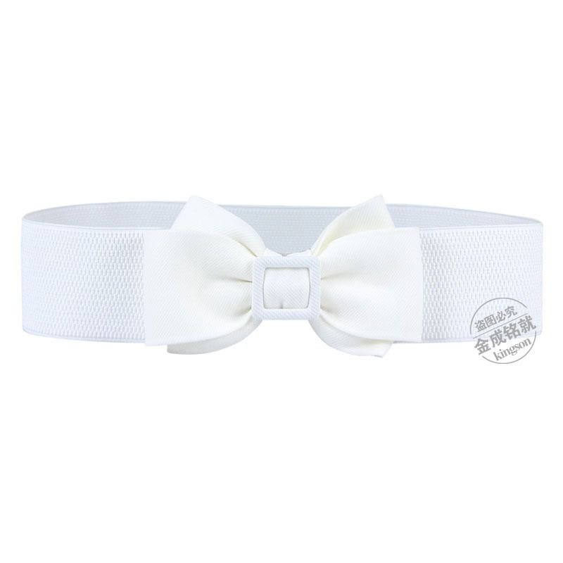 Women Fashion Solid Color Bow Elastic Belt