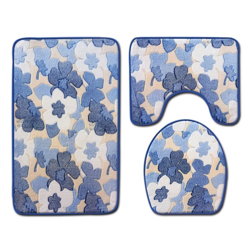 Simple Home Bedroom Bathroom Non-Slip Mat Three-Piece Set