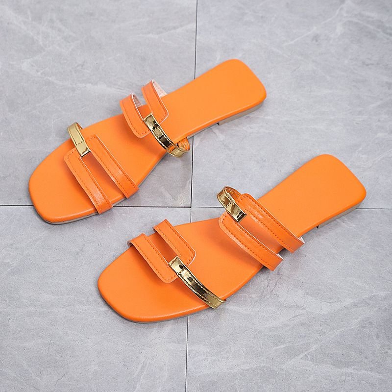 Women Fashion Casual Patchwork Design Flat Slippers