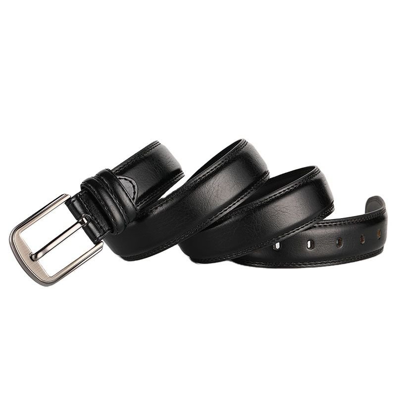 Men Fashion Casual Business Square Pin Buckle Metal Buckle Split-Leather Belt