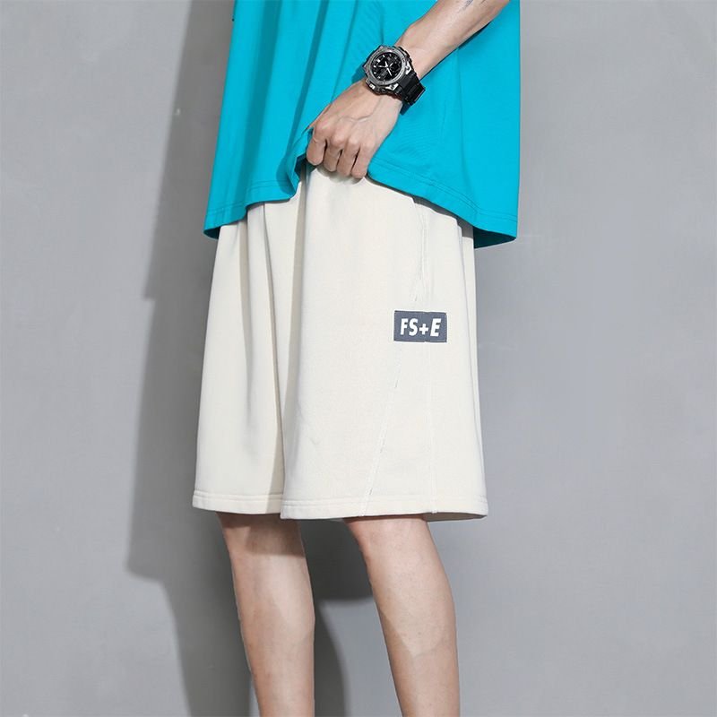 Men Casual Straight Striped Tie Mid Waist Loose Shorts