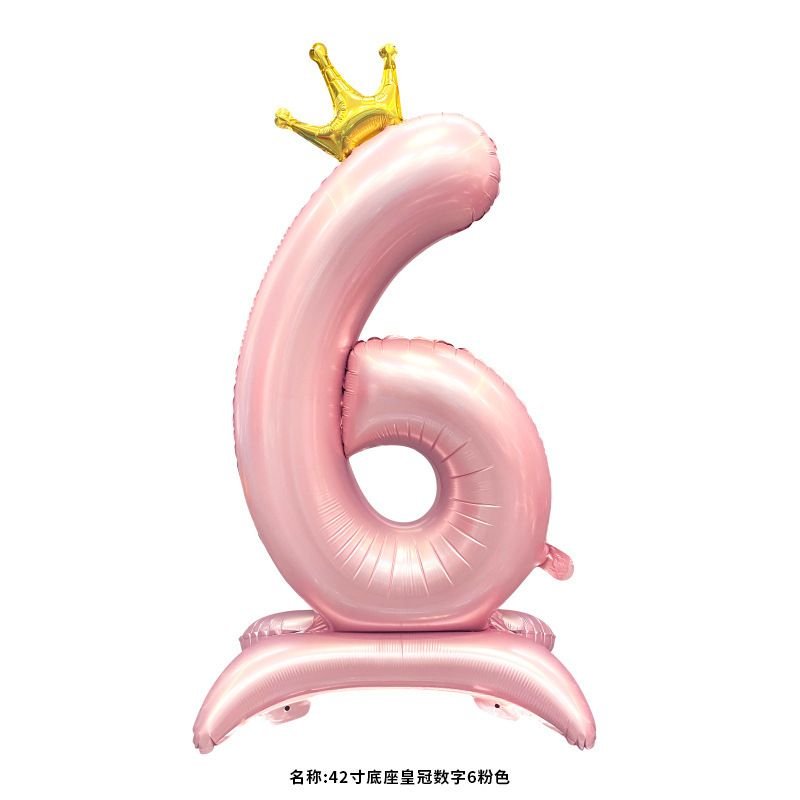 42-Inch Standing Base Crown Big Digital Birthday Scene Layout Balloons 25-Pack