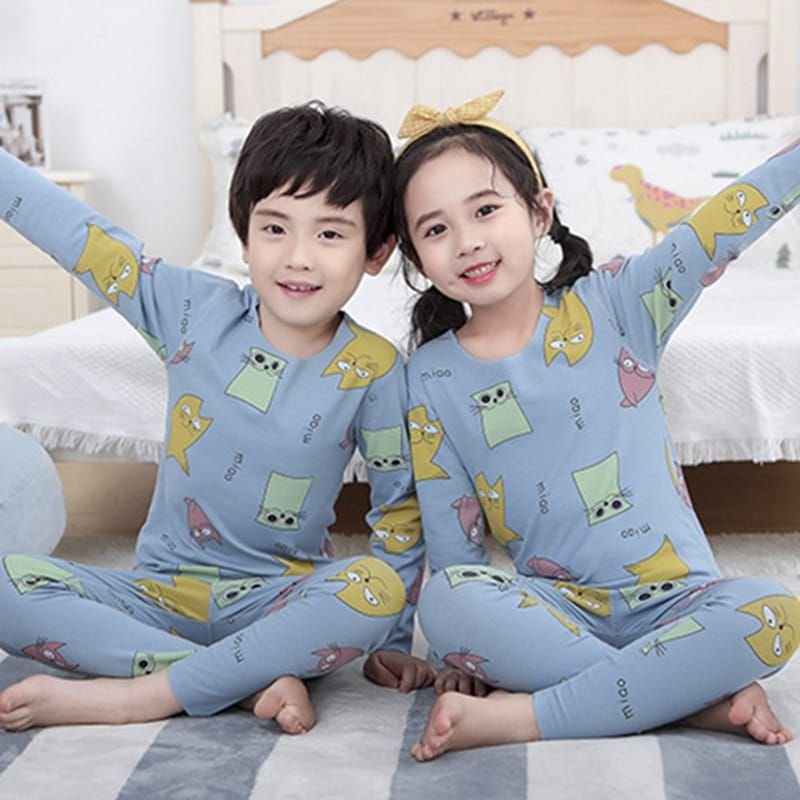 Kids Round Neck Long-sleeves Tops And Pants Set