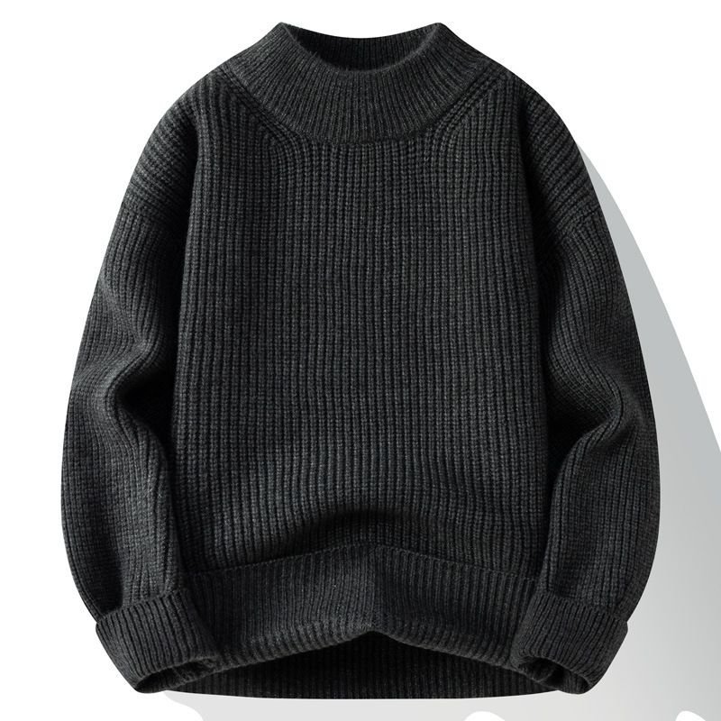 Men Fashion Casual Basic Autumn Winter Solid Color Long Sleeve O Neck Knitted Sweater