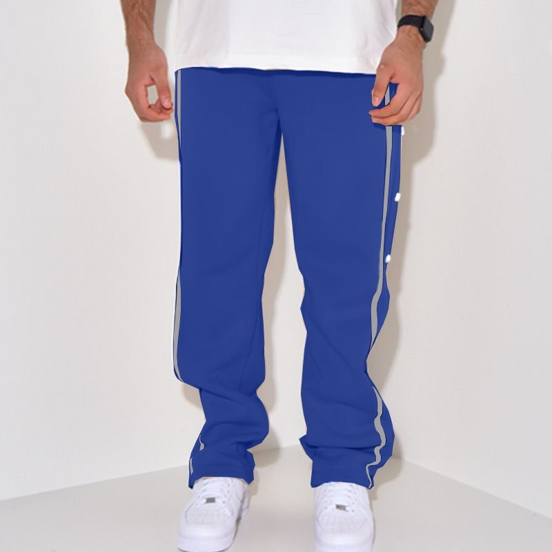 Men Casual Sport Basic Stripe Drawstring Waist Breasted Pants