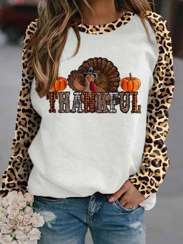 Women Fashion Casual Skull Maple Letters Print Crewneck Long Sleeve Sweatshirt