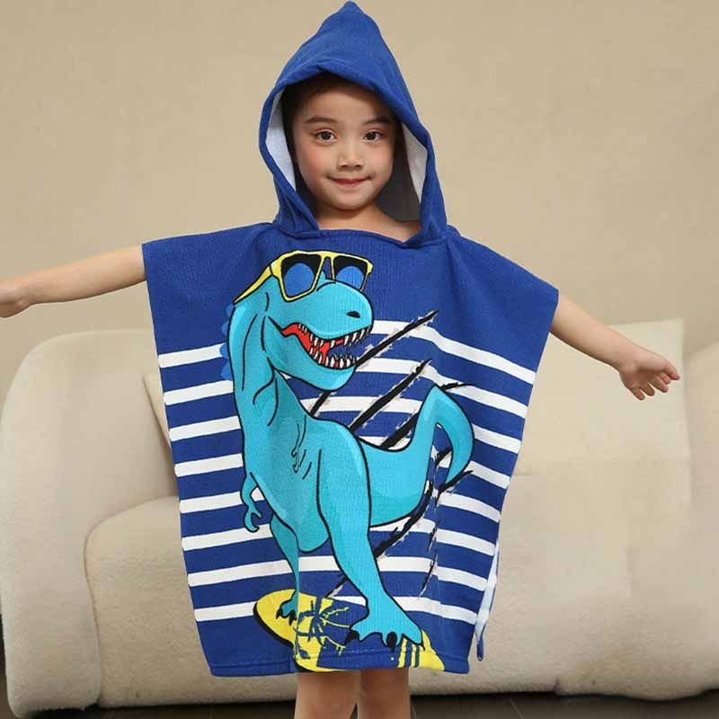 Kids Unisex Casual Cute Cartoon Print Beach Hooded Bath Towel Cape