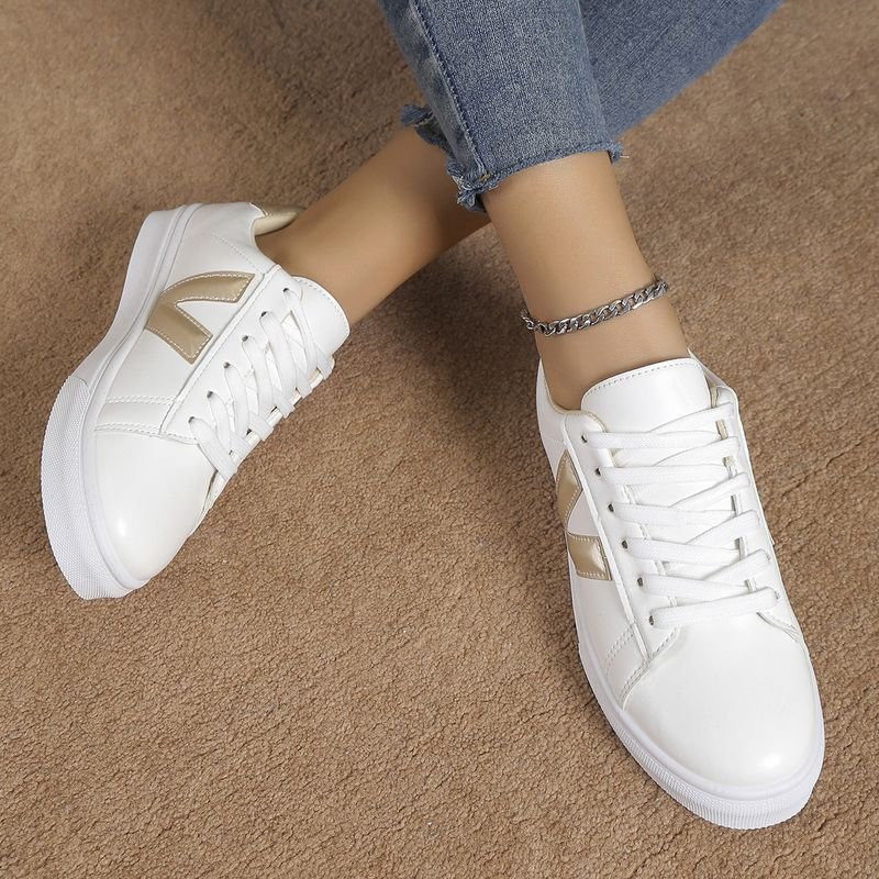 Summer Women Fashion Plus Size Solid Color V Round Toe Sneaker