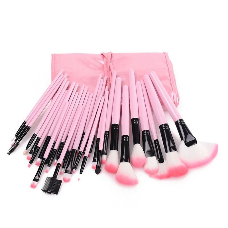 32pcs/set PU Bag Packed Wooden Handle Good Quality Nylon Brushes