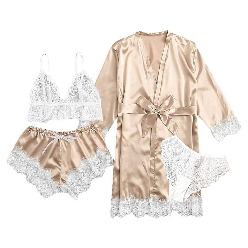 Women Sexy Home Pajamas Four-Piece Set