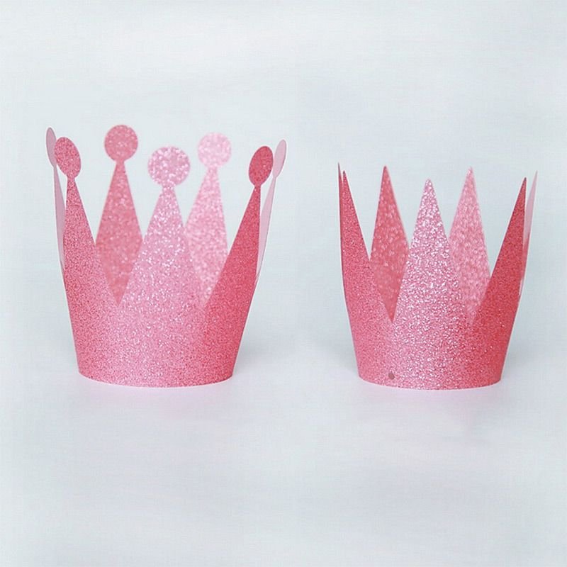 6Pcs Creative Glitter Crown Shape Birthday Hats Set For Adult Children Birthday Party Decoration