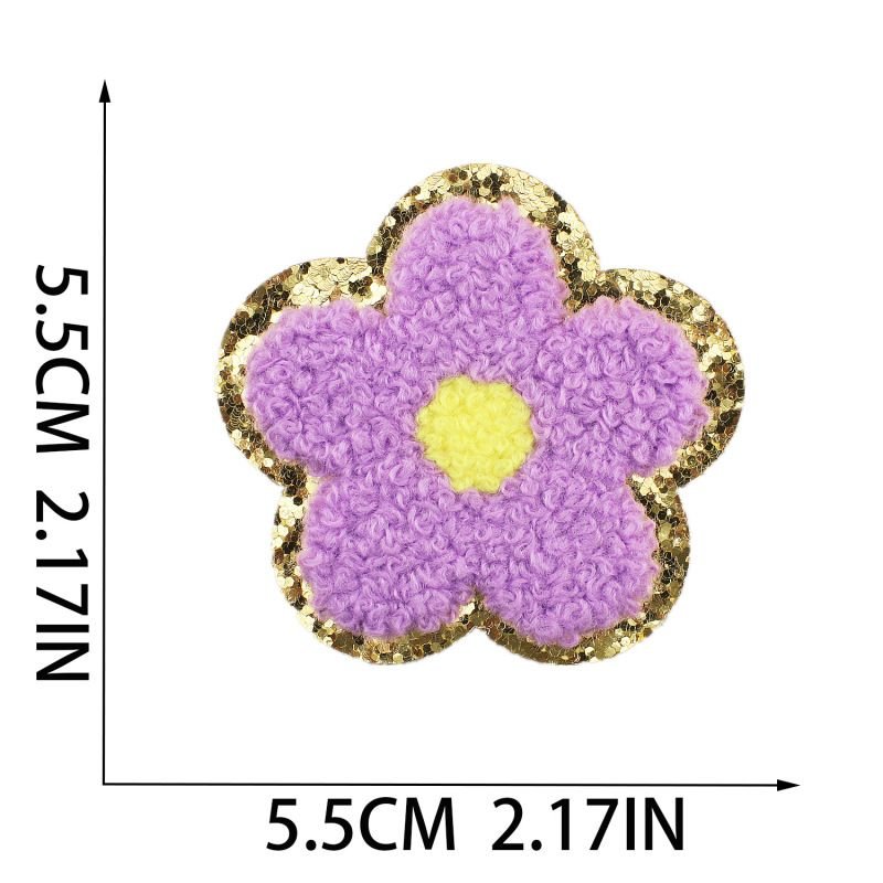 Fashion Colorful Flower Embroidered Cloth Sticker Hot-Melt Adhesive Chenille Patch