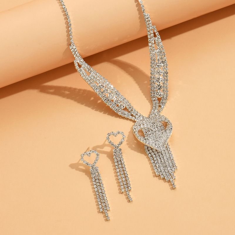 Fashion Rhinestone Tassel Jewelry Set