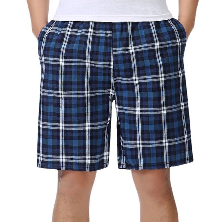 Mens Casual Plaid-Print Beach Shorts