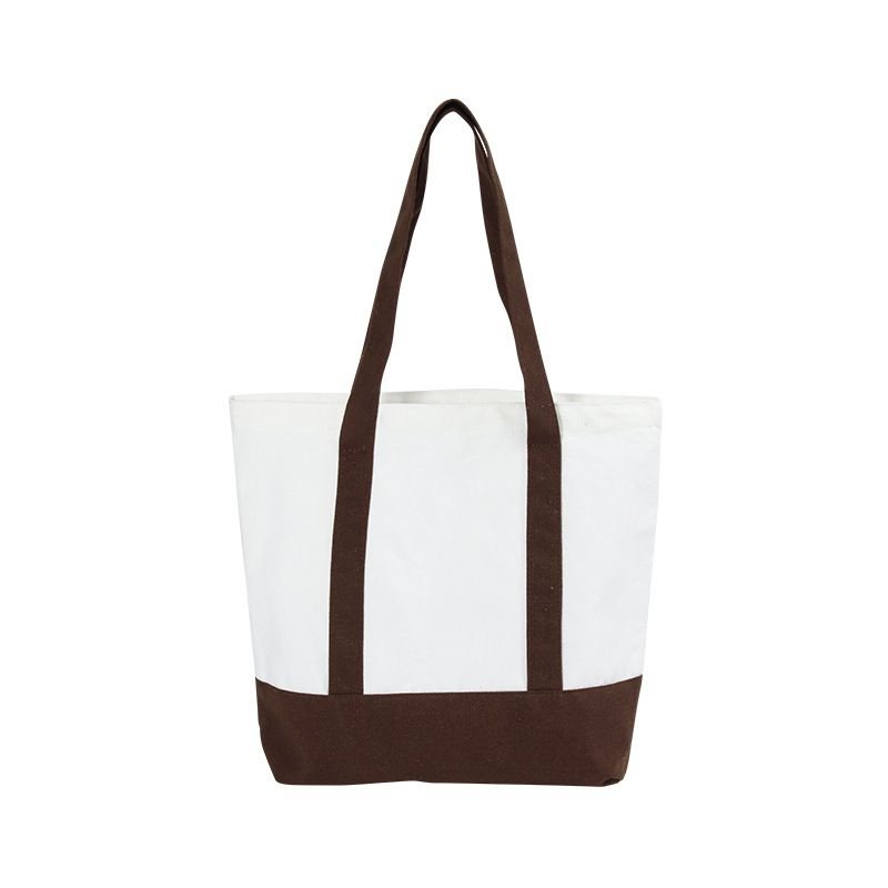 Custom Logo Large Capacity Contrast Stitching Canvas Tote Bag