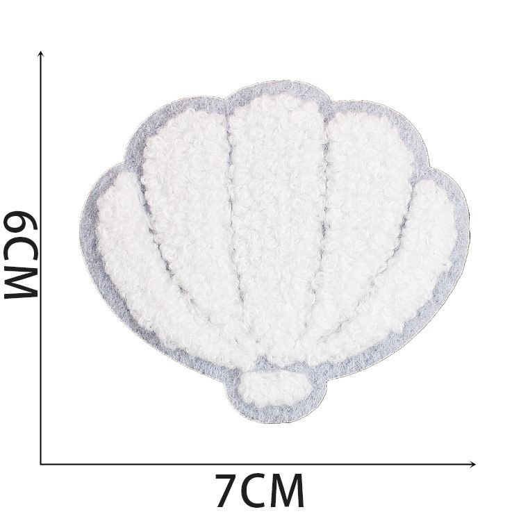 Fashion Cartoon Flower Shell Embroidered Cloth Sticker Hot-Melt Adhesive Chenille Patch