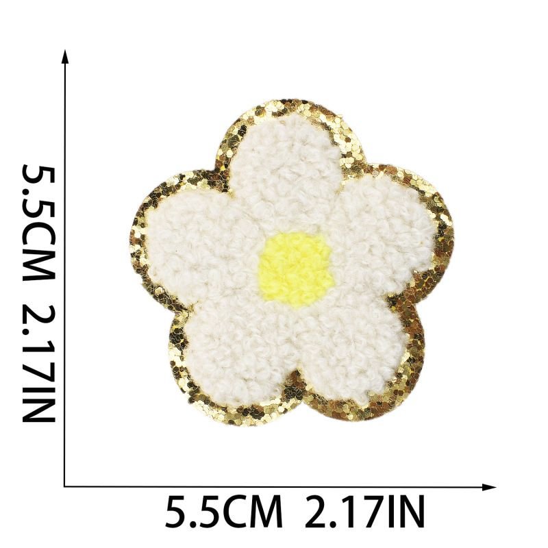 Fashion Colorful Flower Embroidered Cloth Sticker Hot-Melt Adhesive Chenille Patch