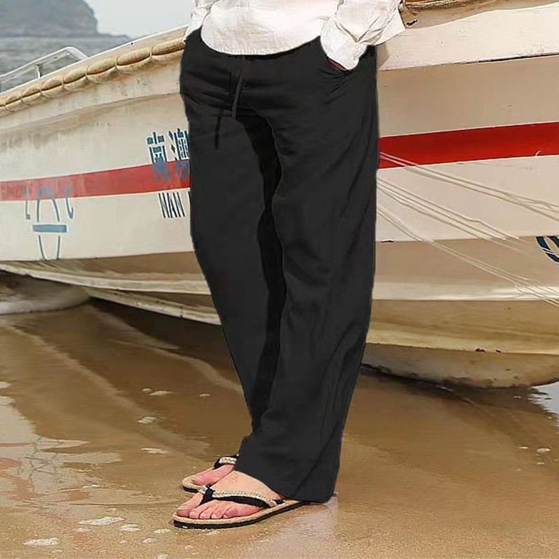 Men Fashion Casual Solid Color Plus Size Wide Leg Trousers