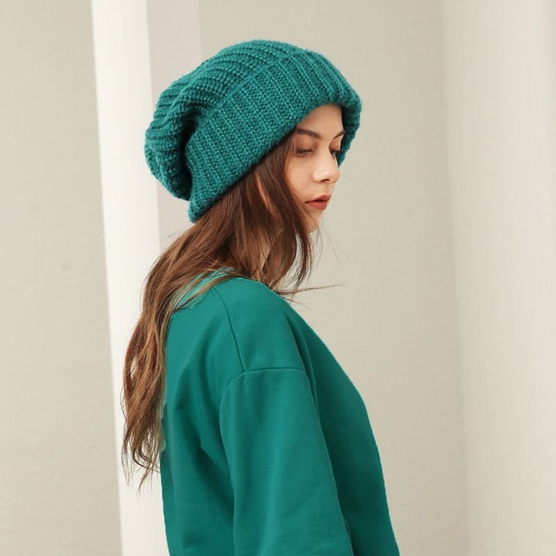 Big Head Wool Hat Women Autumn And Winter Knitted Hat Beanie