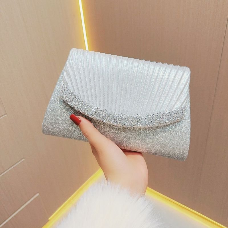 Women Fashion Square Flip Rhinestone Chain Evening Bag