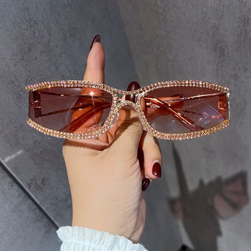 Women Vintage Y2K Hollow-Out Diamond-Studded Sunglasses