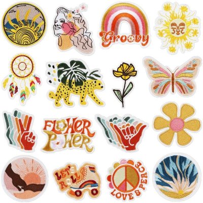 Fashion Cartoon Butterfly Sun Embroidered Cloth Sticker Hot-Melt Adhesive Patch