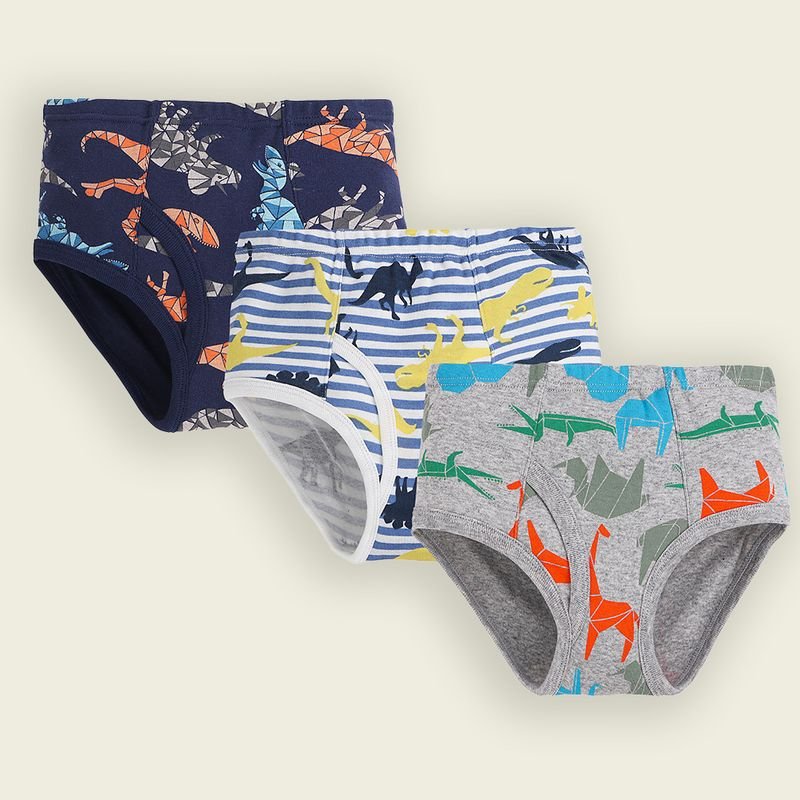 Kids Toddler Boys Cute Cartoon Stripe Dinosaur Print Cotton Briefs