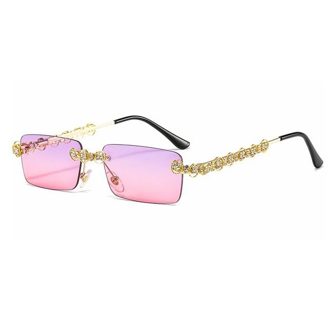 Women Fashion Frameless Marine Leaf Spring Leg Sunglasses