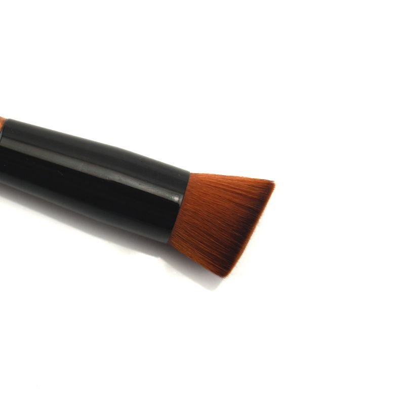 Women Retro Beveled Flat Bottom Wooden Handle Makeup Brush Beauty Tools