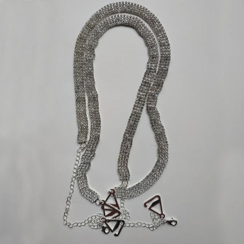 Women Fashion Sexy Cross Full Diamond Back Chain Rhinestone Body Chain