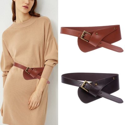 Women Fashion Buckle Design PU Wide Belt