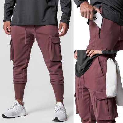 Men Fashion Casual Basic Versatile Solid Color Cargo Jogger Pants