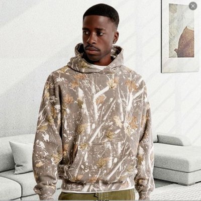 Autumn Winter Men Long Sleeve Camouflage Jungle Maple Leaf Branch Pattern 3d Printed Hoodie