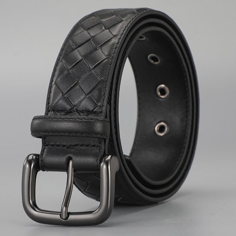 Men Simple Rhomboid Braided Leather Belt