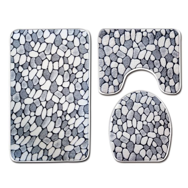 Simple Home Bedroom Bathroom Non-Slip Mat Three-Piece Set