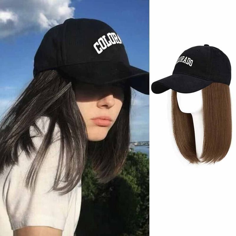 Women Fashion Straight Hair Hat One-Piece Wig