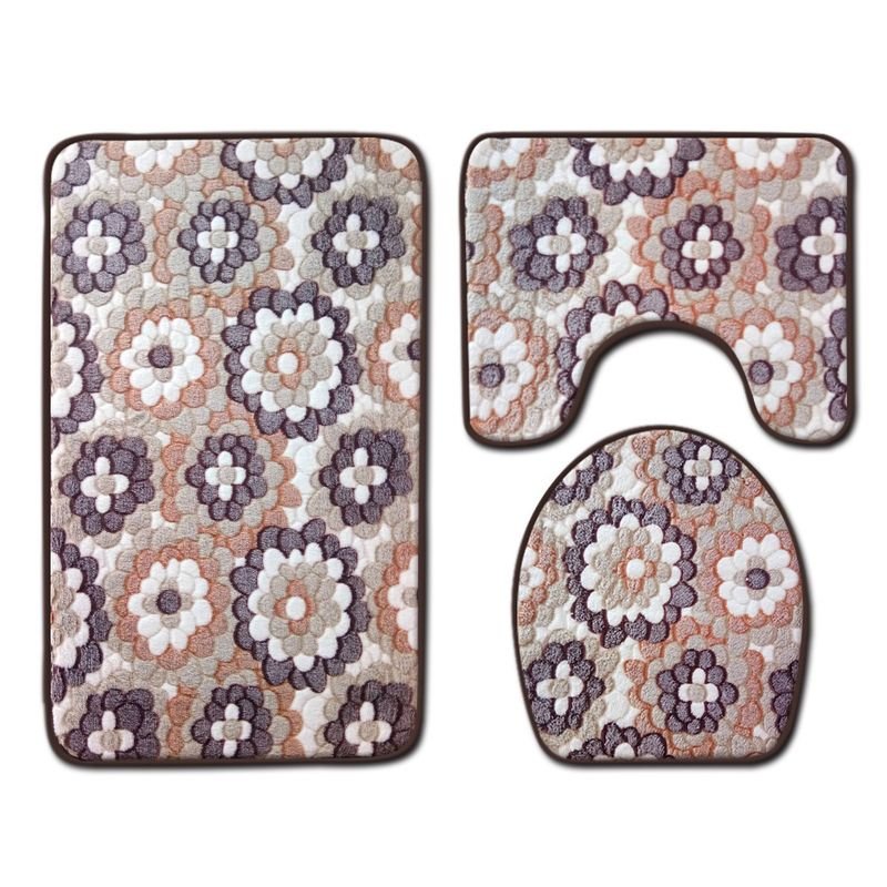 Simple Home Bedroom Bathroom Non-Slip Mat Three-Piece Set