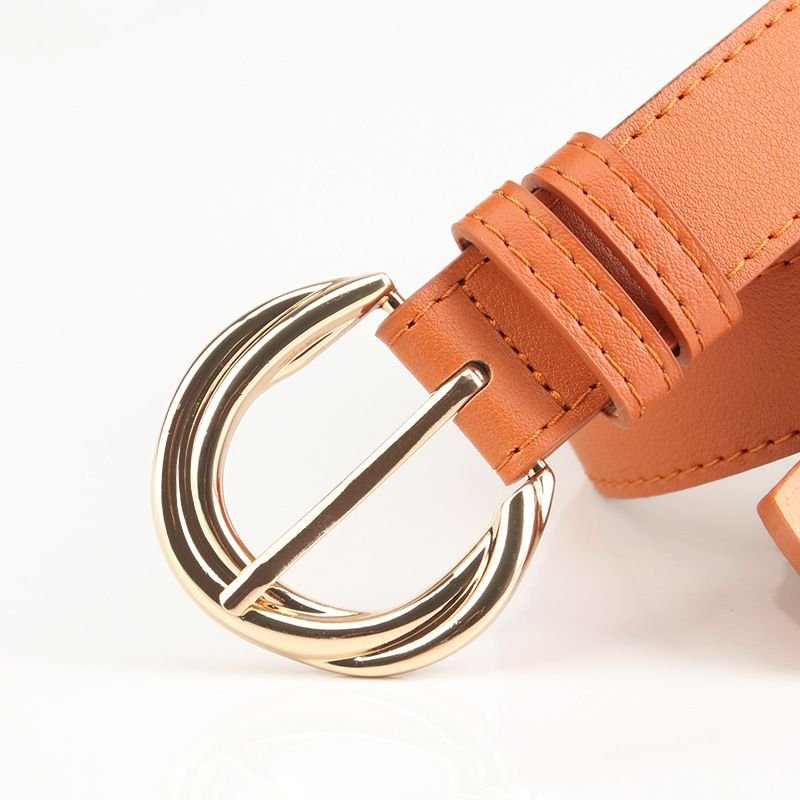 Women Fashion Simple Alloy Pin Buckle PU Belt