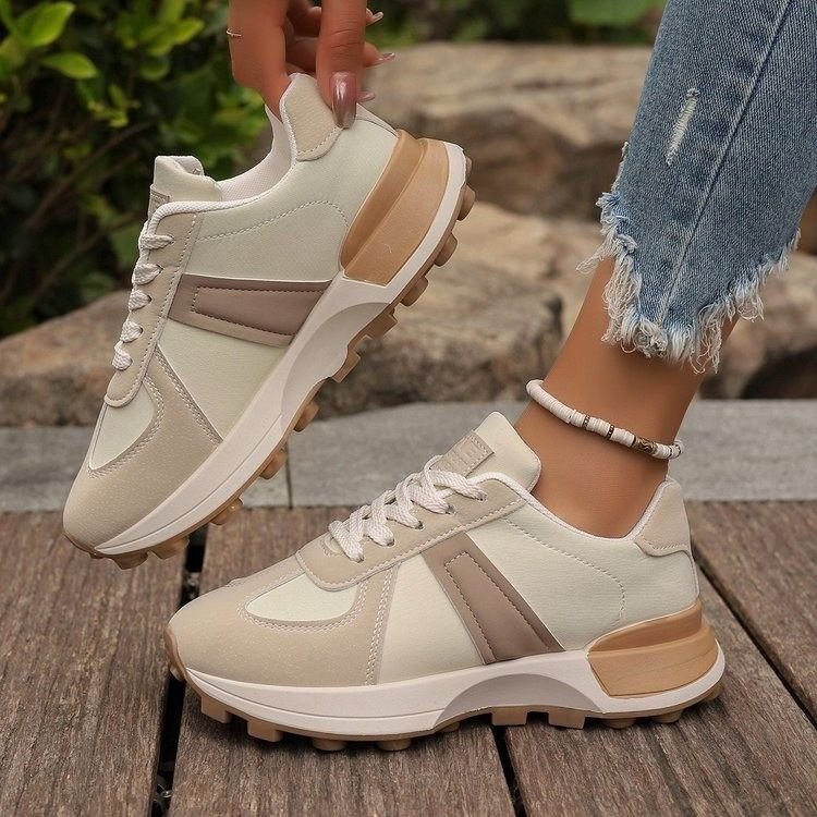 Women Fashion Vintage Round Toe Thick-Soled Lace-Up Sneaker