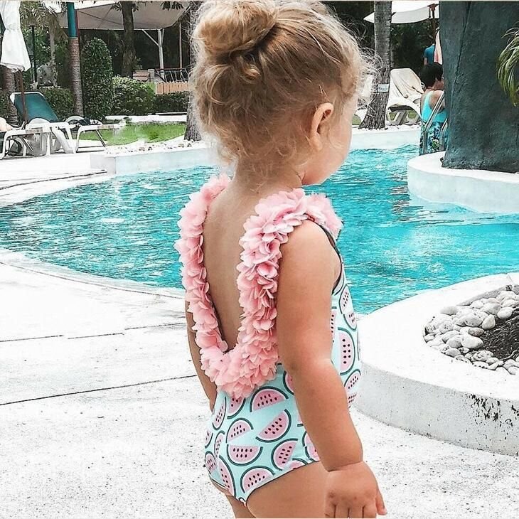 Kids Toddler Girls Casual Cute Ice Cream Watermelon Print One Piece Swimwear