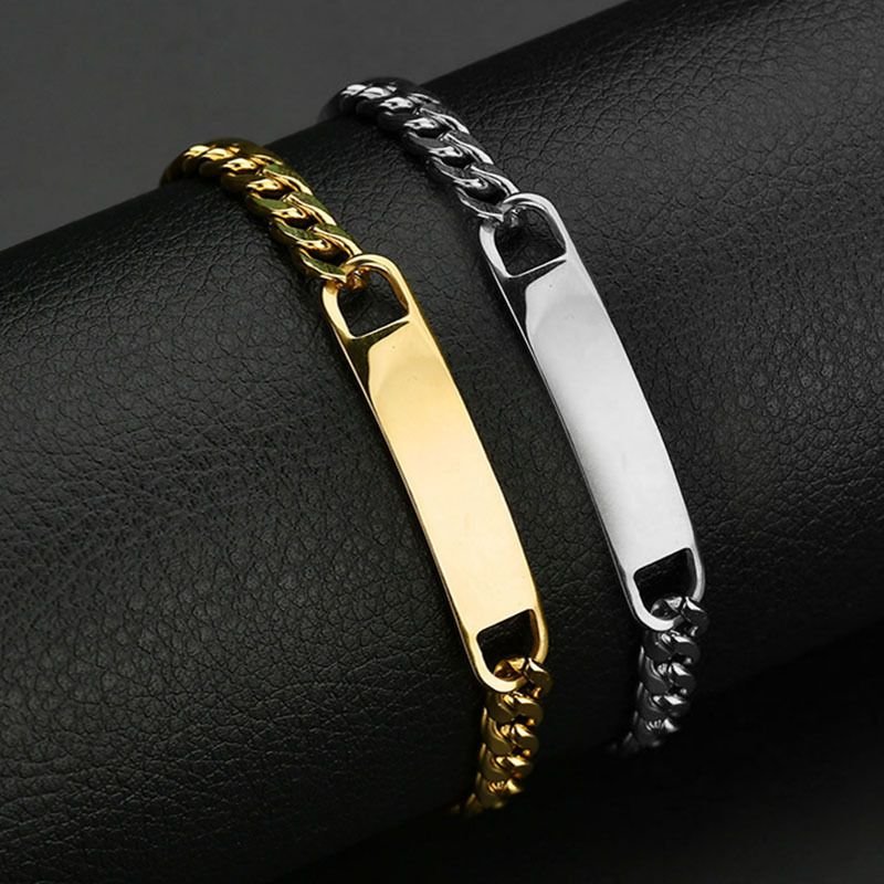 Men Fashion Casual Basic Stainless Steel Hip Hop Bracelet